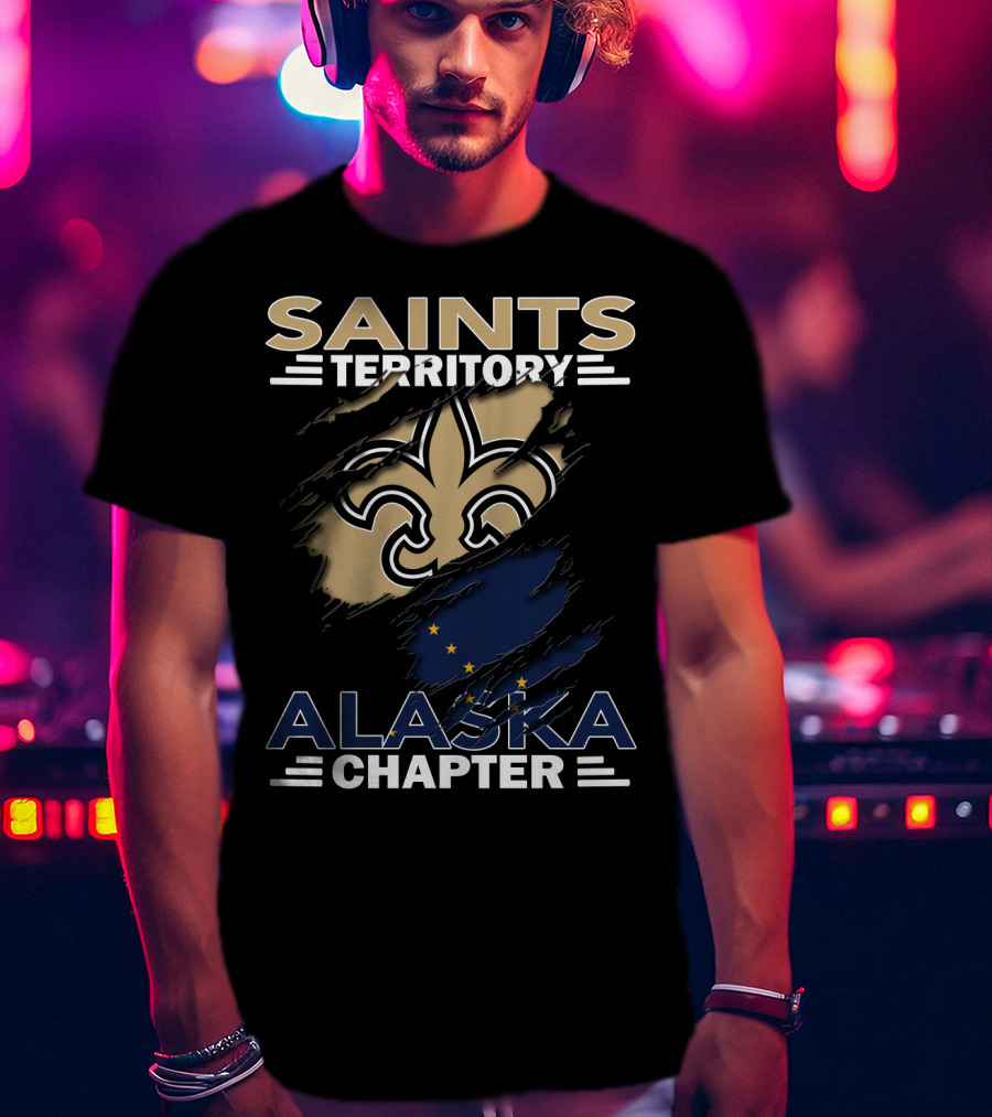 Saints Territory Alaska Chapter Fleur-de-Lis And Alaska Flag T-Shirt