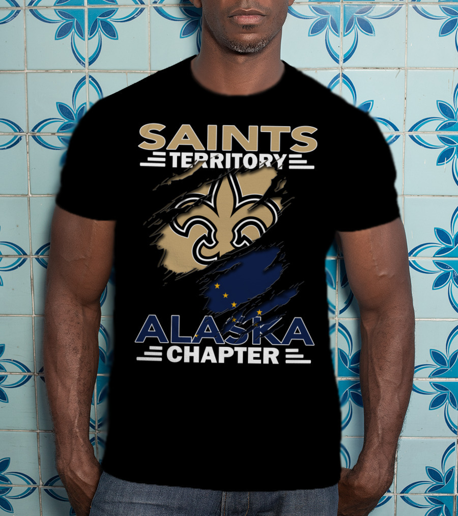 Saints Territory Alaska Chapter Fleur-de-Lis And Alaska Flag T-Shirt