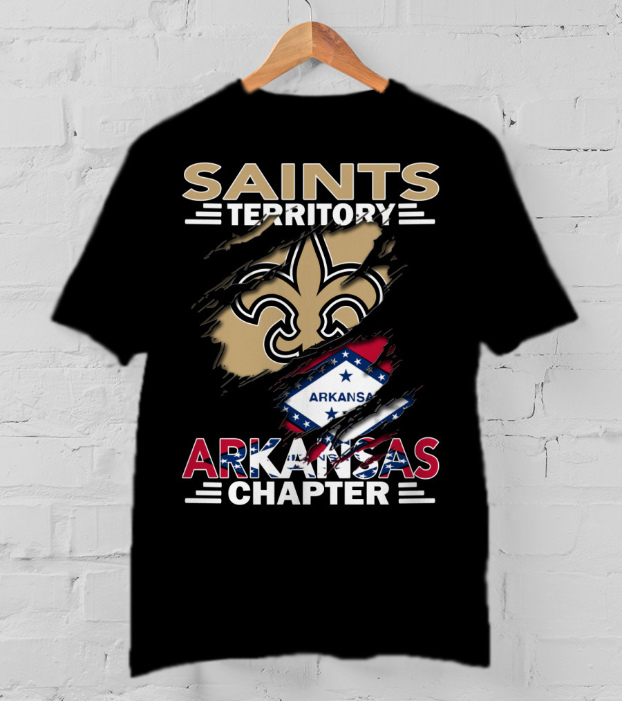 Saints Territory Arkansas Chapter Fleur-de-Lis Icon With State Flag T-Shirt
