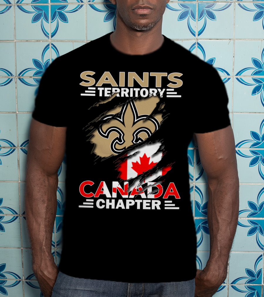 Saints Territory Canada Chapter Fleur-de-Lis And Maple Leaf T-Shirt