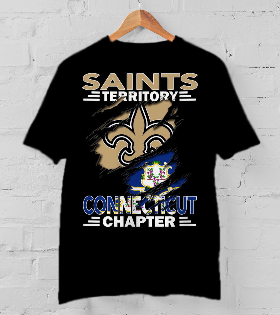 Saints Territory Connecticut Chapter Fleur-De-Lis And State Seal T-Shirt