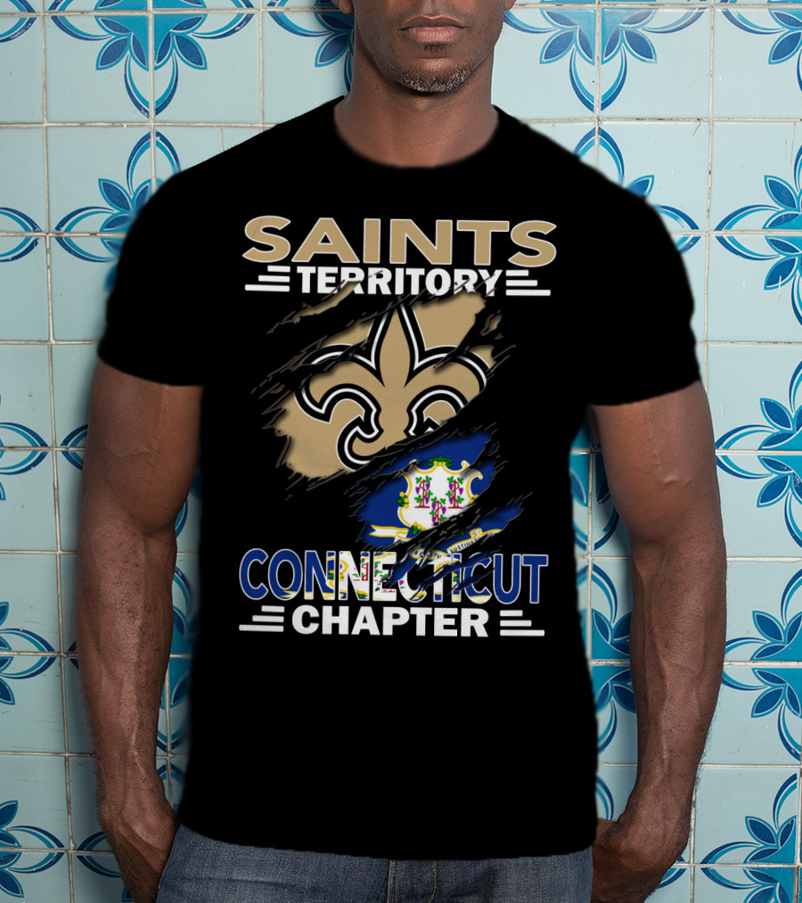 Saints Territory Connecticut Chapter Fleur-De-Lis And State Seal T-Shirt