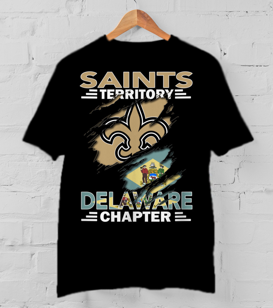 Saints Territory Delaware Chapter Fleur-de-Lis And State Flag T-Shirt