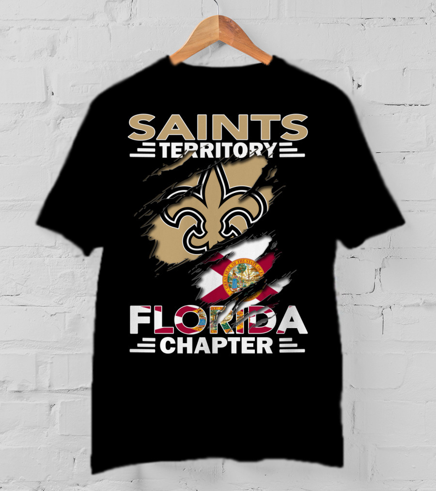 Saints Territory Florida Chapter Fleur-De-Lis Emblem With Florida State Flag T-Shirt