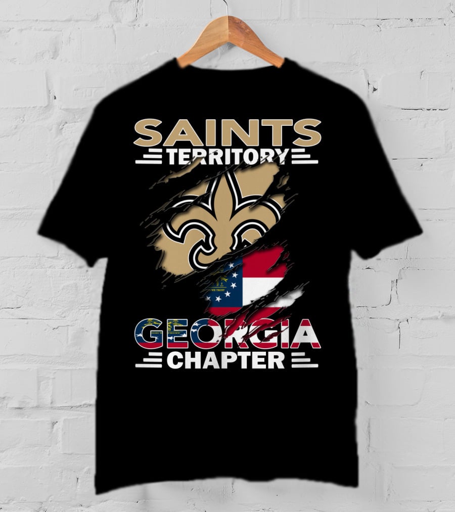 Saints Territory Georgia Chapter Fleur-De-Lis Georgia Flag T-Shirt