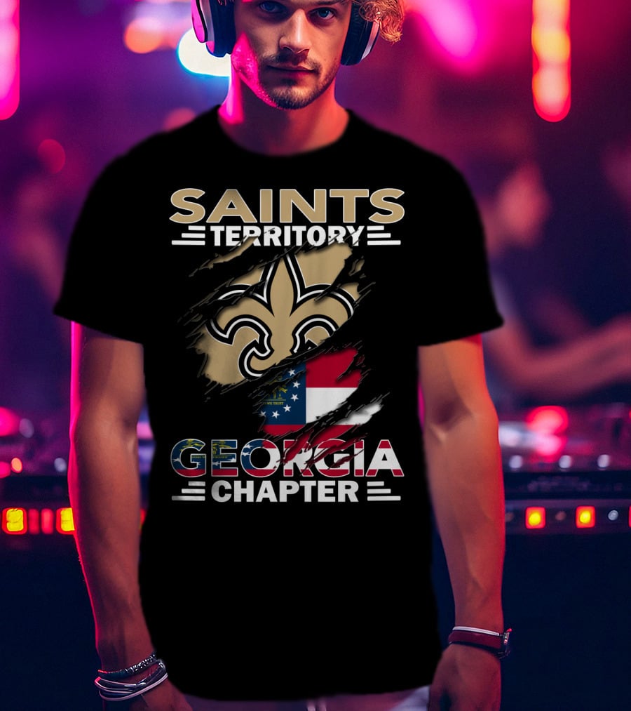 Saints Territory Georgia Chapter Fleur-De-Lis Georgia Flag T-Shirt