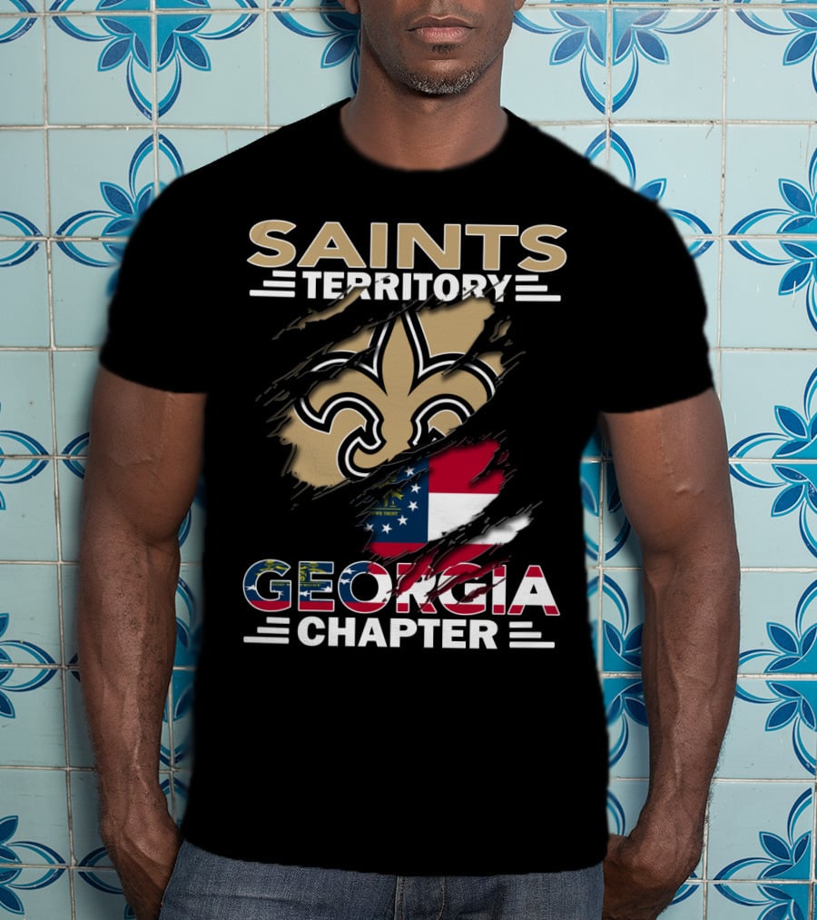 Saints Territory Georgia Chapter Fleur-De-Lis Georgia Flag T-Shirt