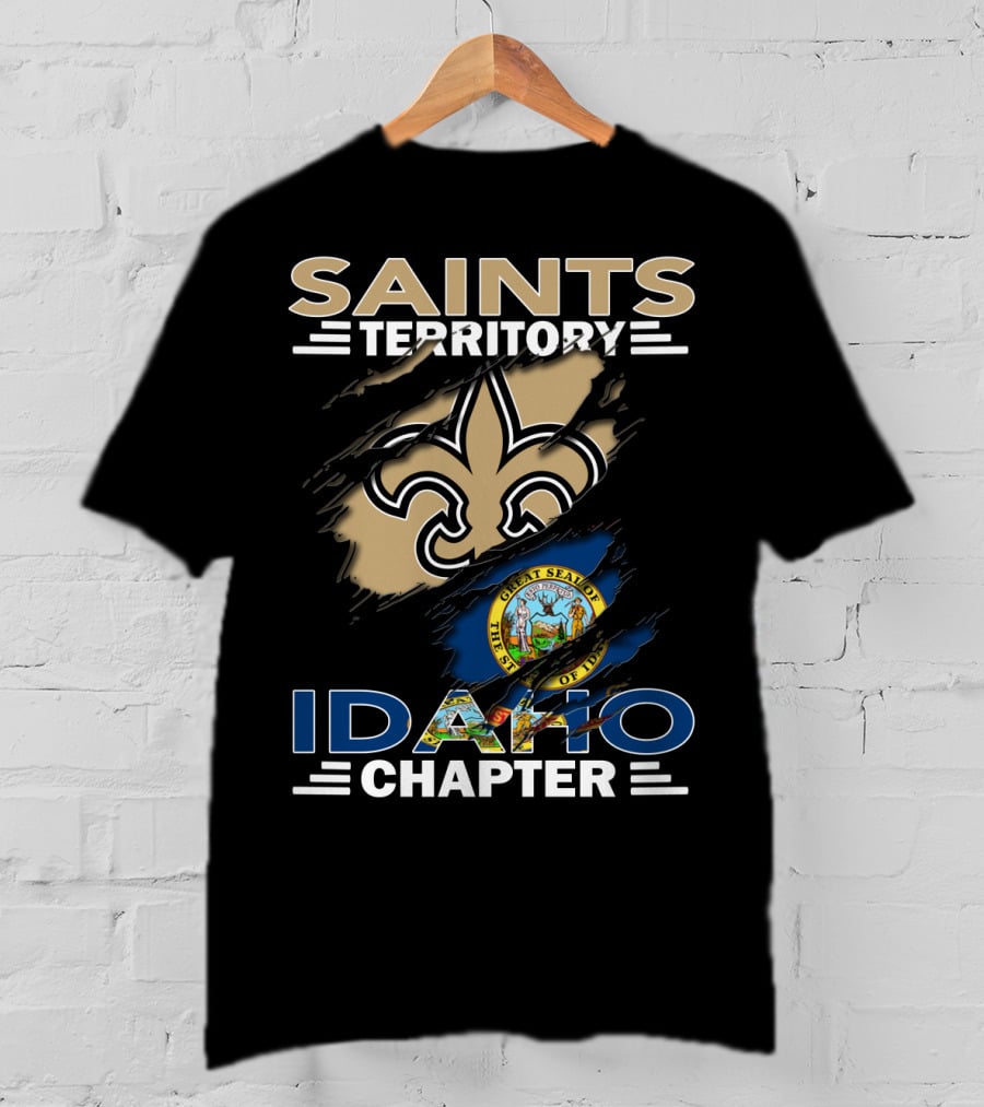 Saints Territory Idaho Chapter New Orleans Fleur-de-Lis And Idaho State Seal T-Shirt