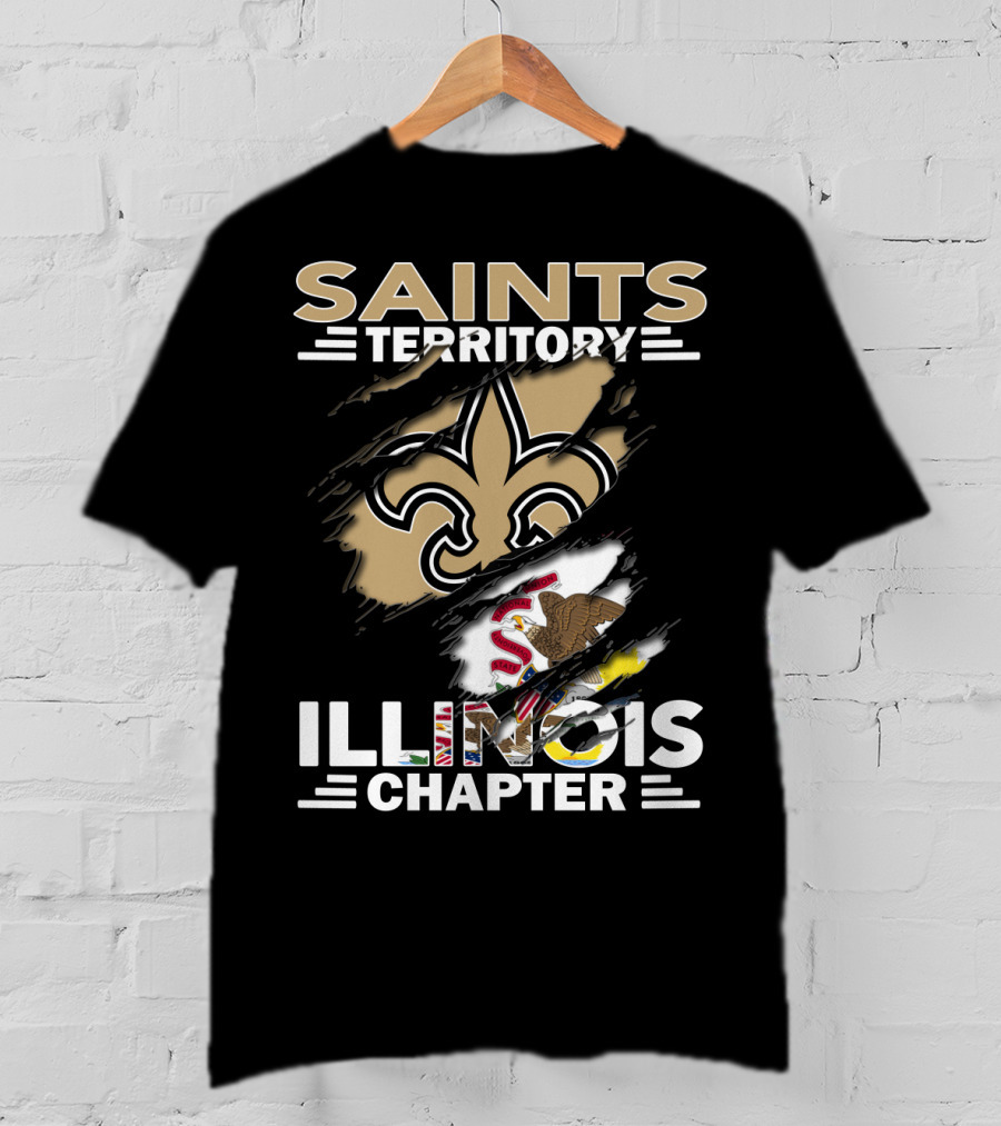 Saints Territory Illinois Chapter Fleur-de-Lis And State Flag T-Shirt
