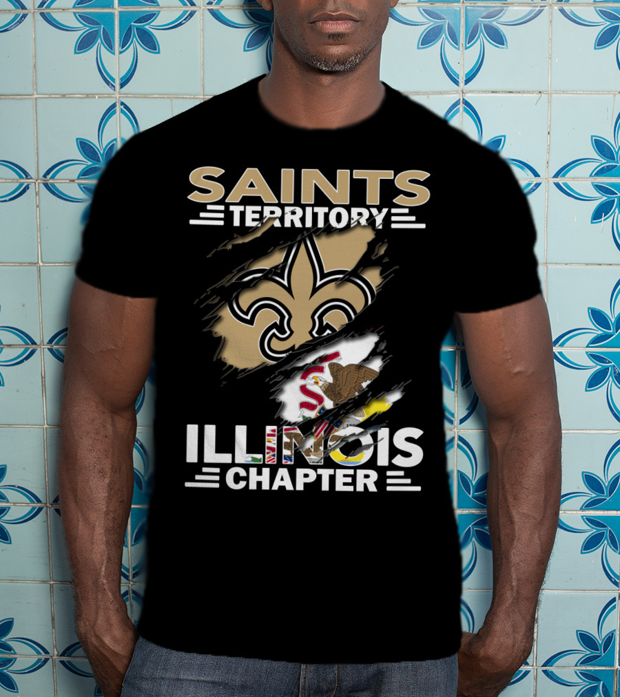 Saints Territory Illinois Chapter Fleur-de-Lis And State Flag T-Shirt
