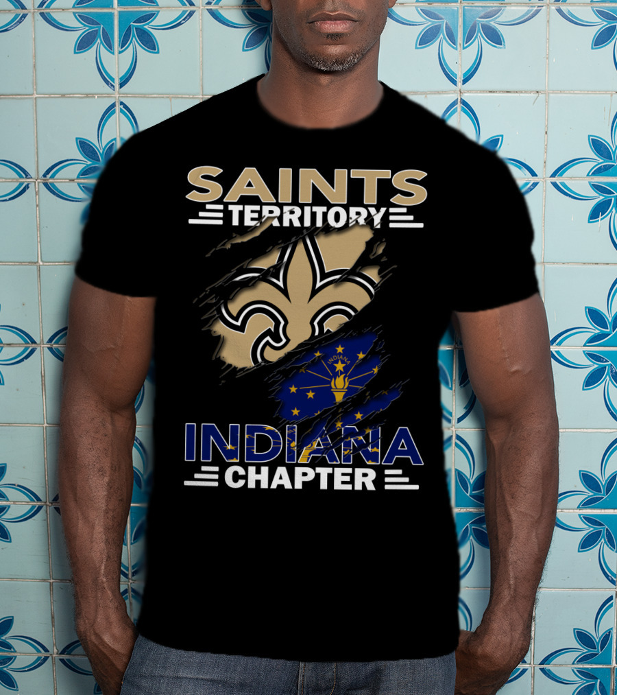 Saints Territory Indiana Chapter Fleur-de-Lis And Indiana Flag Collaboration T-Shirt