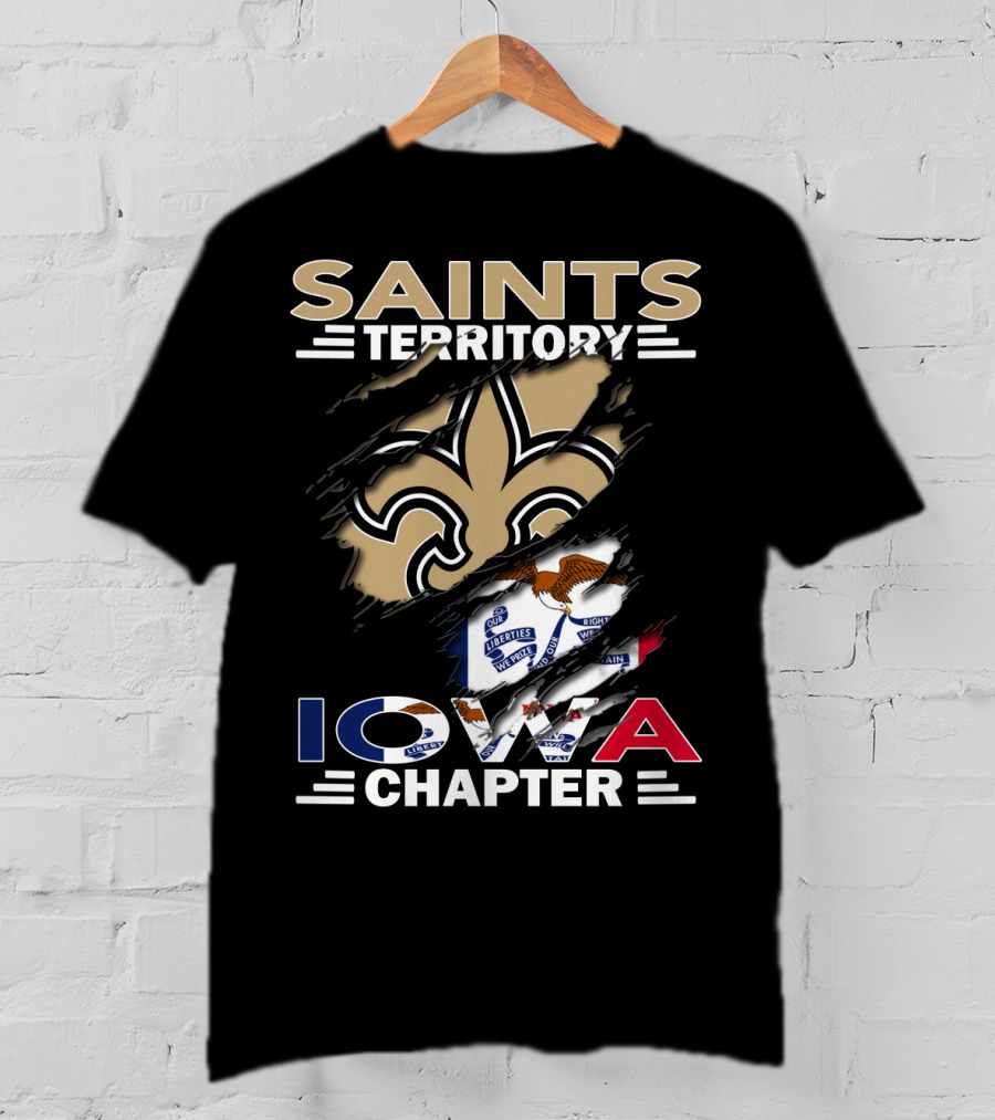 Saints Territory Iowa Chapter Fleur-De-Lis Emblem And State Flag Fusion T-Shirt