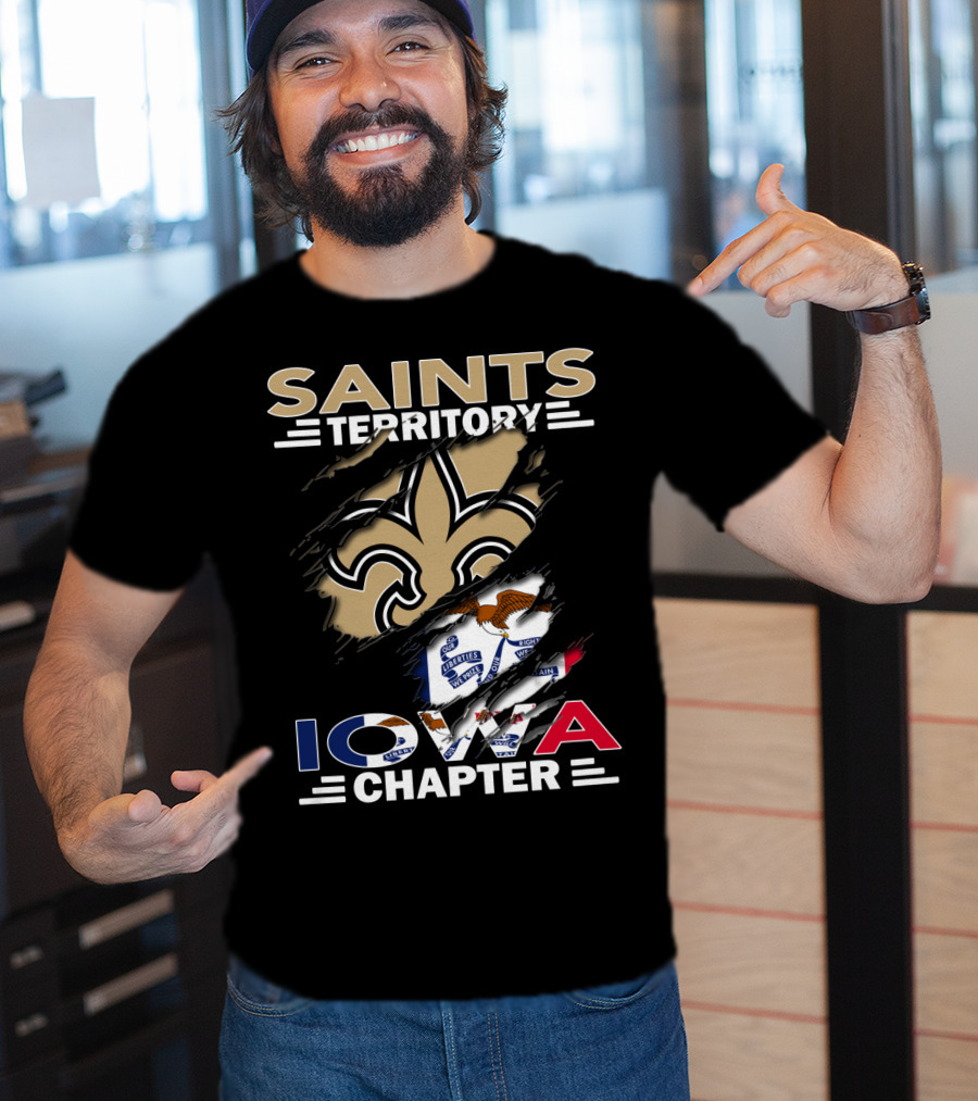 Saints Territory Iowa Chapter Fleur-De-Lis Emblem And State Flag Fusion T-Shirt