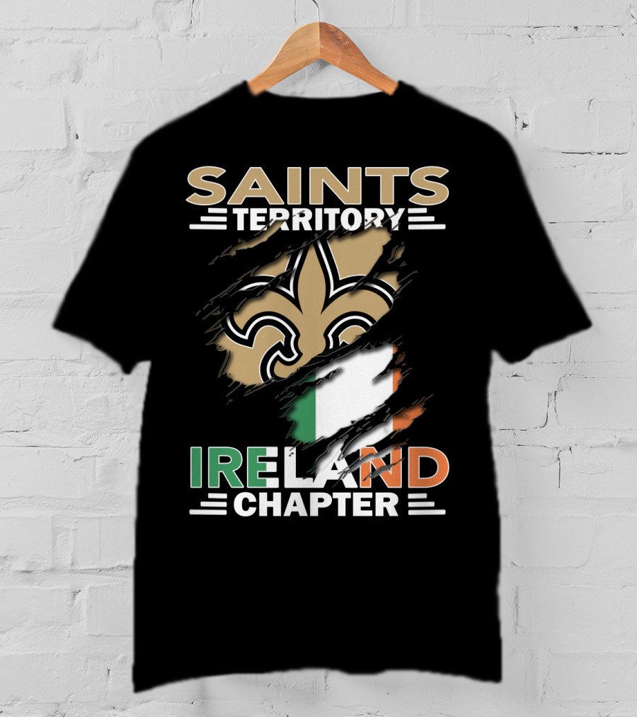SAINTS TERRITORY IRELAND CHAPTER Fleur-de-Lis With Irish Flag T-Shirt