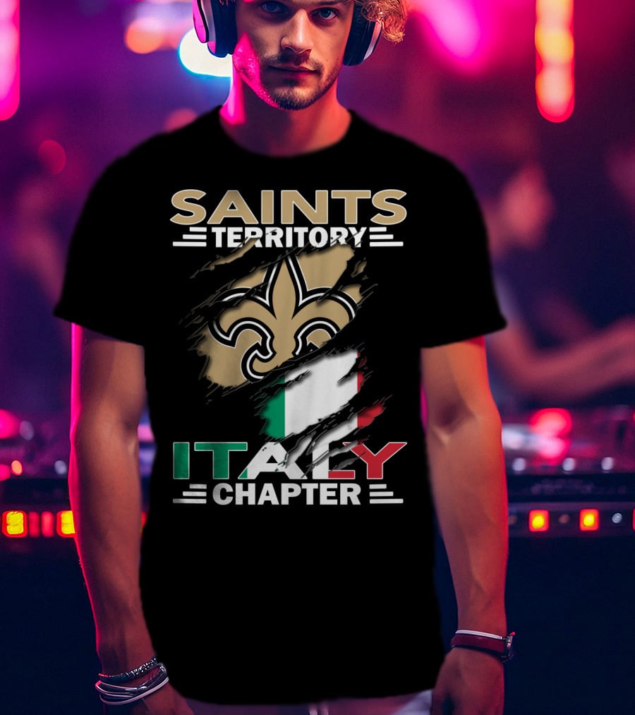 Saints Territory Italy Chapter Fleur-de-Lis With Italian Flag T-Shirt