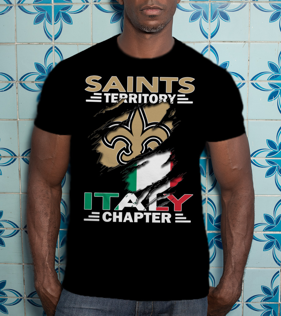Saints Territory Italy Chapter Fleur-de-Lis With Italian Flag T-Shirt