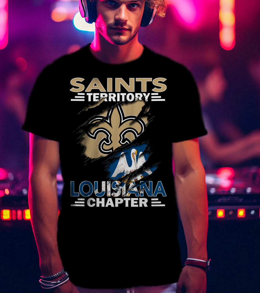 Saints Territory Louisiana Chapter Fleur-de-Lis Pelican Emblem T-Shirt