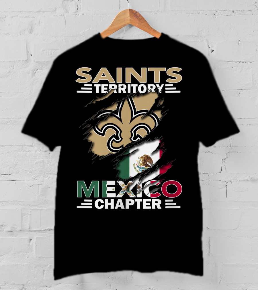 Saints Territory Mexico Chapter Fleur-de-Lis Mexico Flag T-Shirt