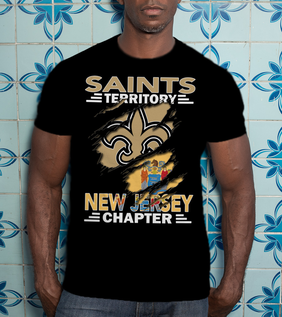 Saints Territory Fleur De Lis New Jersey Chapter Flag T-Shirt