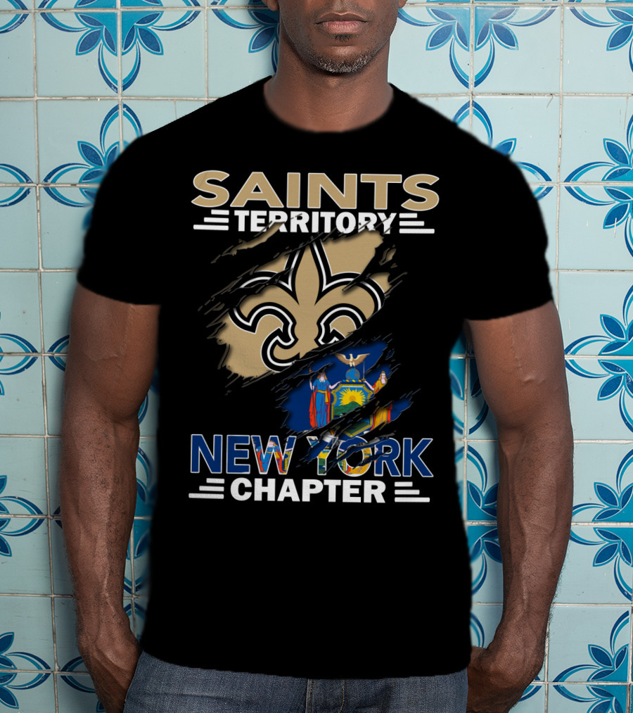 Saints Territory Fleur-de-Lis New York Chapter With New York State Emblem T-Shirt