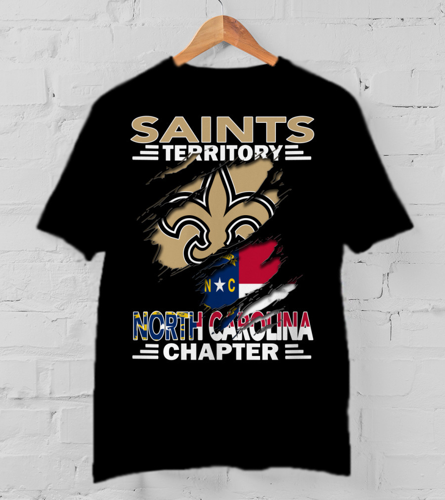 Saints Territory North Carolina Chapter NC Flag Fleur DE Lis T-Shirt