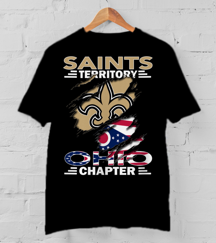 Saints Territory Ohio Chapter Flag And Fleur-de-Lis Ripped T-Shirt