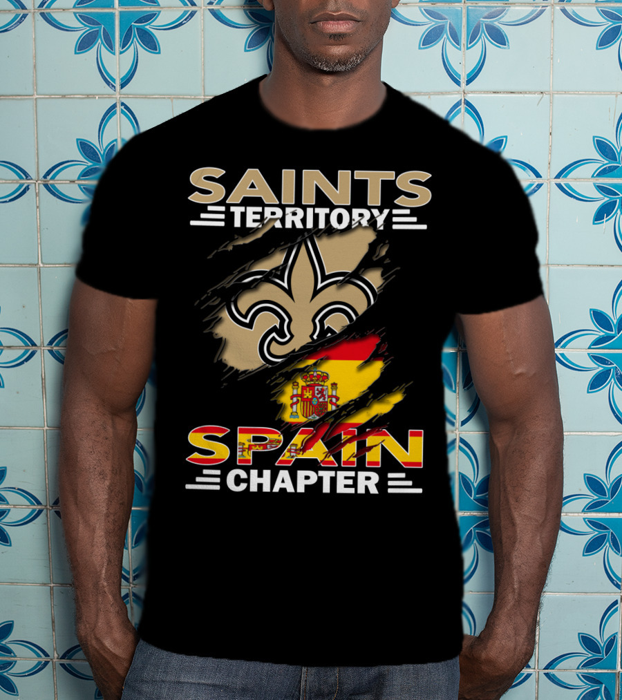 Saints Territory Fleur-De-Lis Spain Chapter Flag T-Shirt
