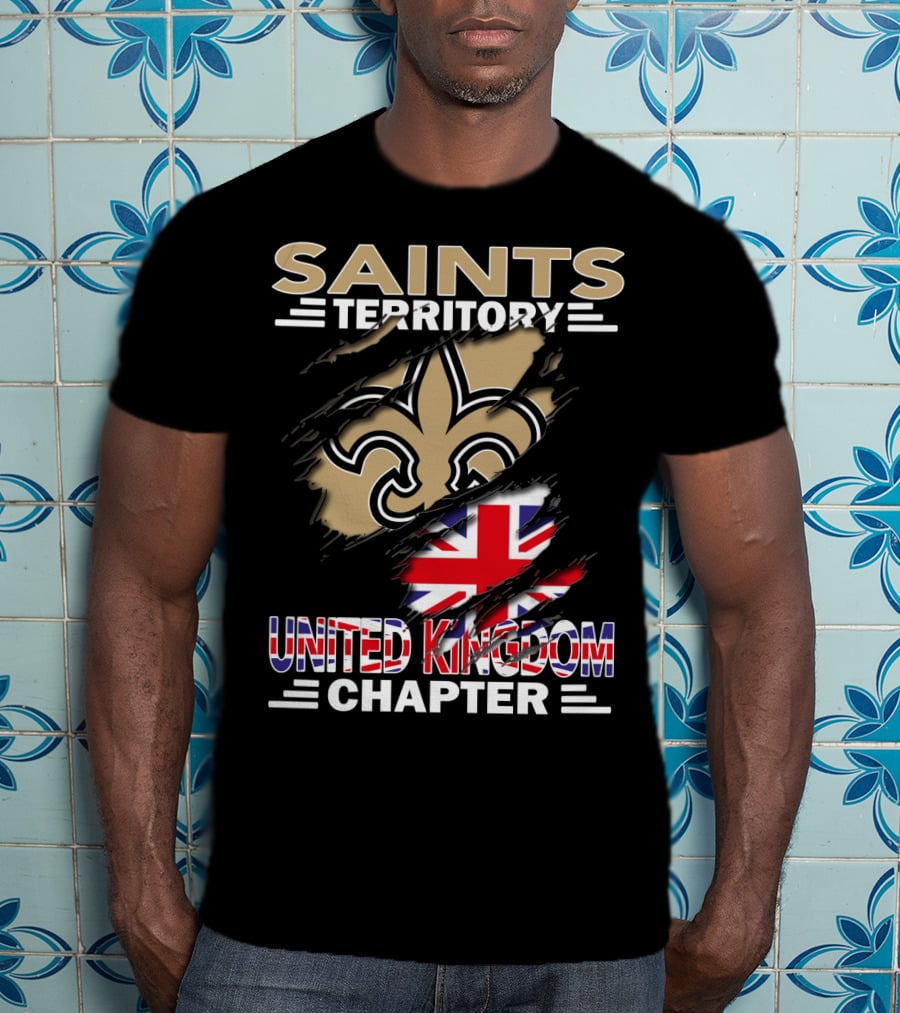 Saints Territory United Kingdom Chapter Fleur-de-lis And Union Jack T-Shirt