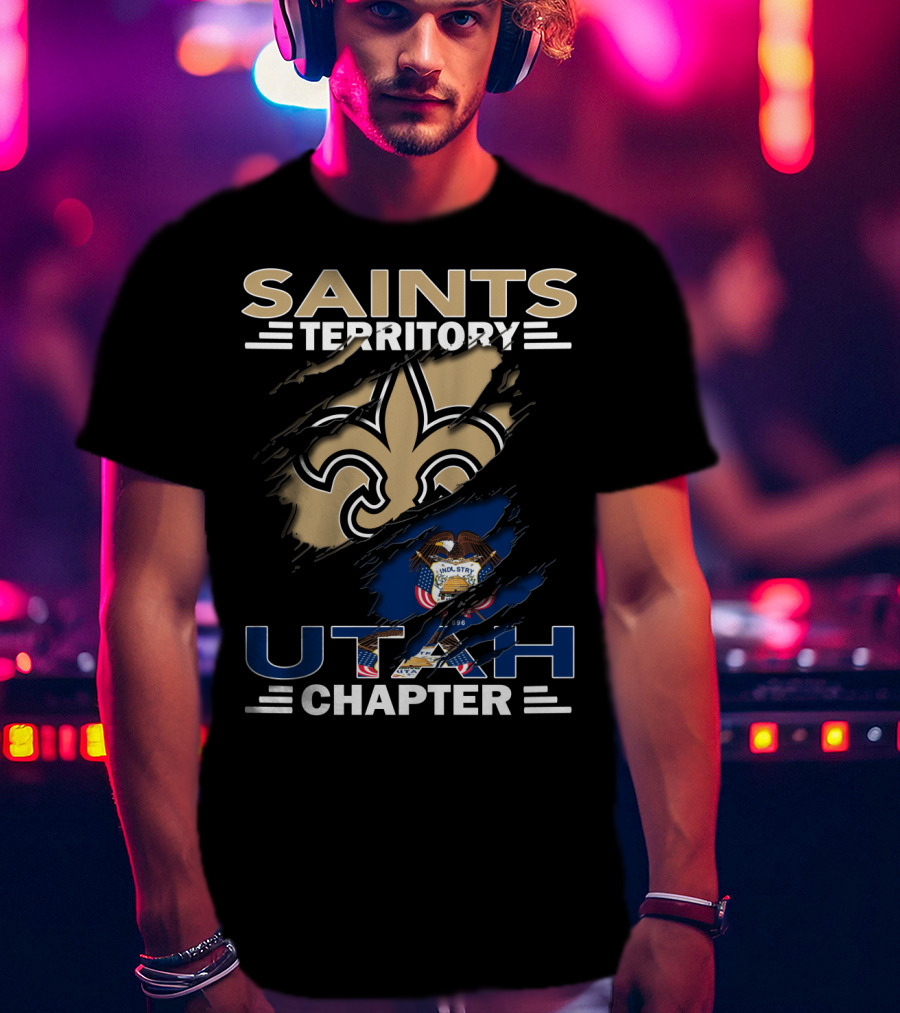 Saints Territory Utah Chapter Fleur-de-Lis And State Flag T-Shirt
