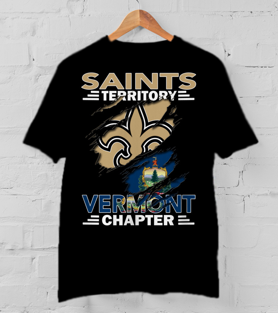Saints Territory Vermont Chapter Fleur-DE-Lis With State Flag T-Shirt