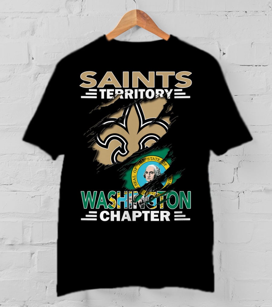 Saints Territory Washington Chapter Seal Fleur-de-Lis T-Shirt