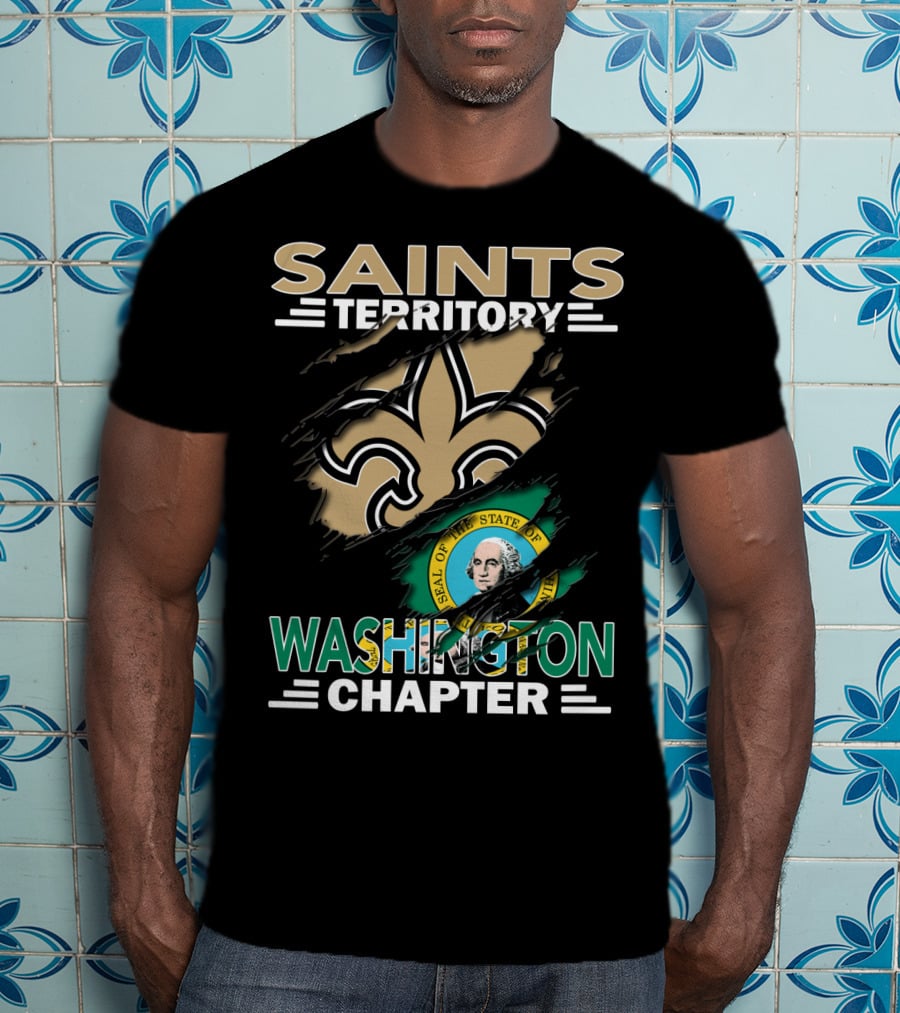 Saints Territory Washington Chapter Seal Fleur-de-Lis T-Shirt