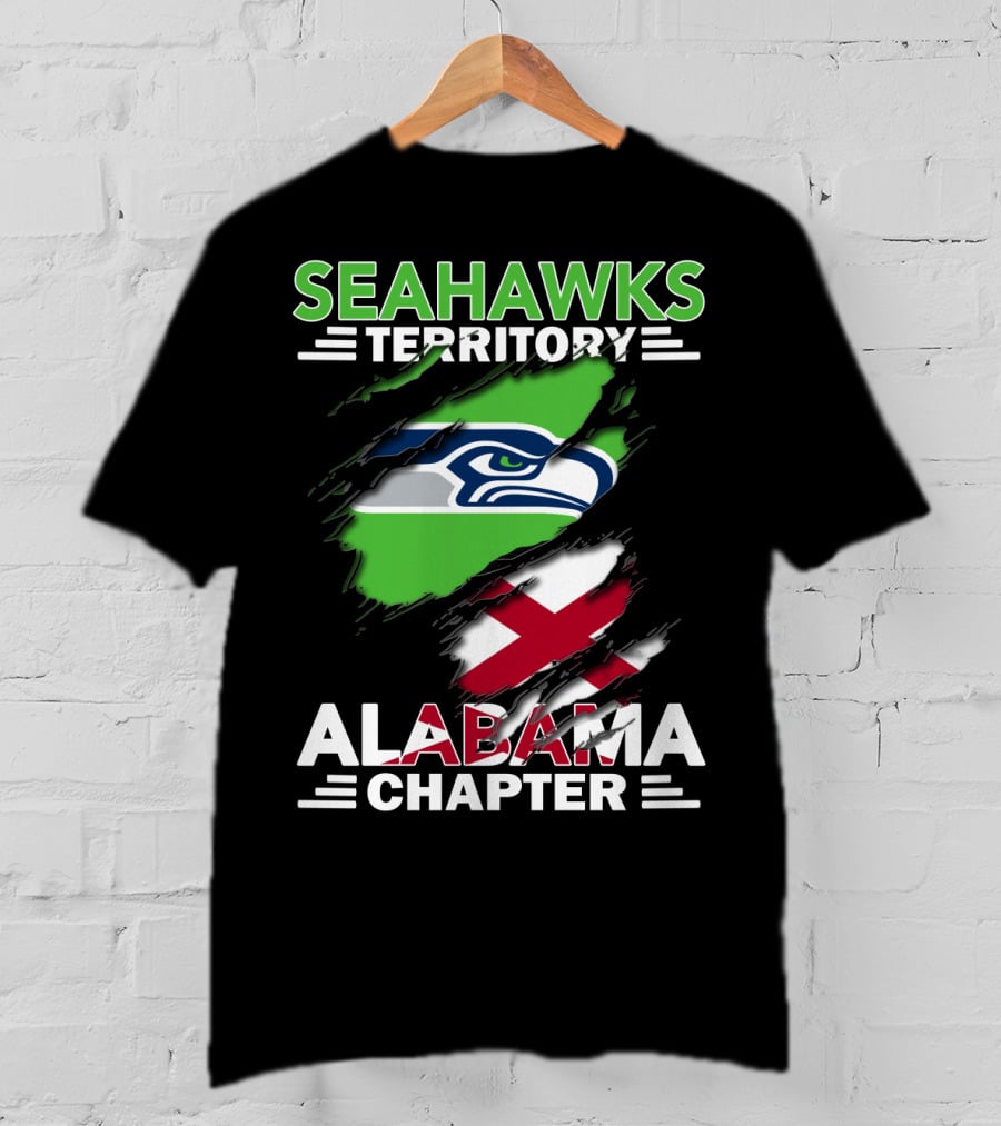 Seahawks Territory Alabama Chapter Flag With Ripped T-Shirt