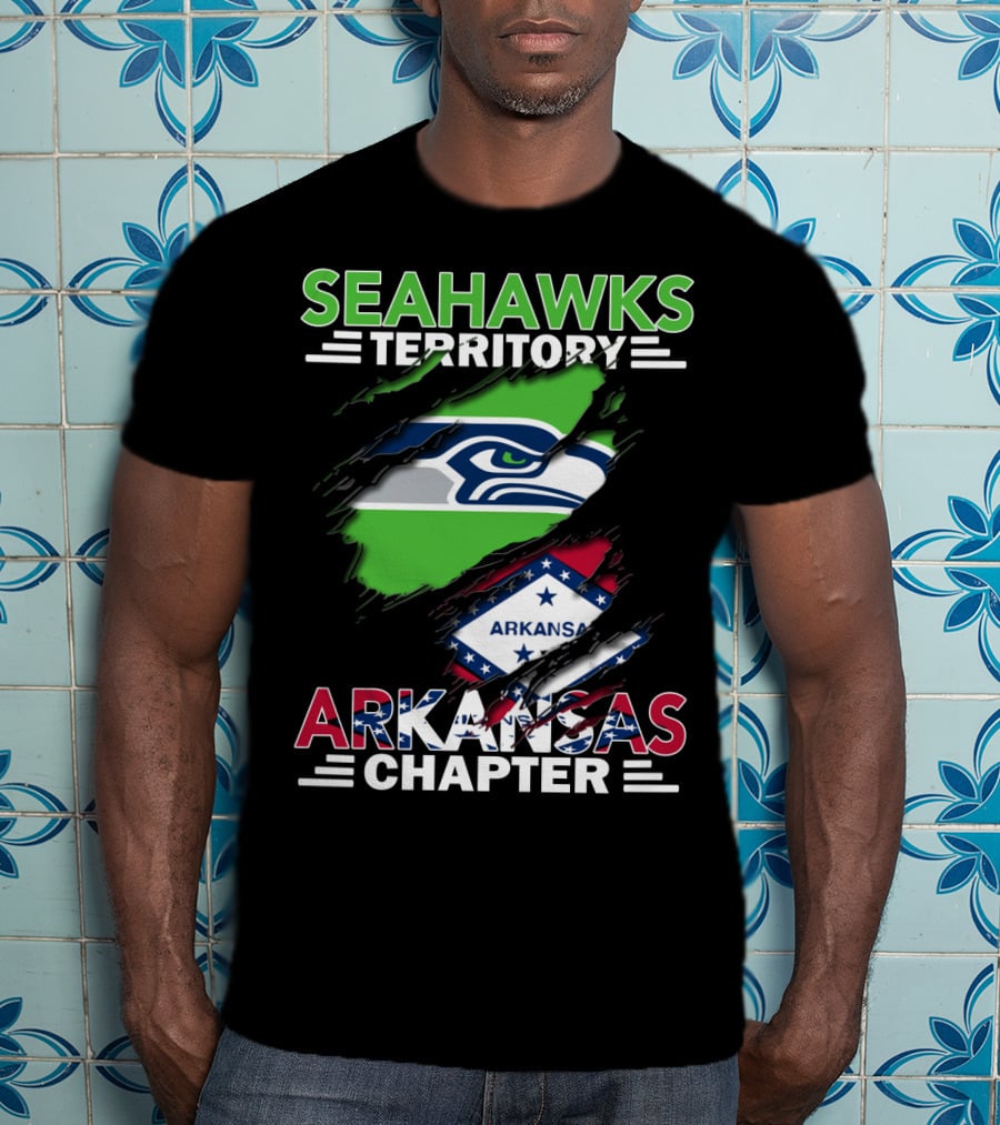 Seahawks Territory Arkansas Chapter Seahawks Logo And Arkansas Flag T-Shirt
