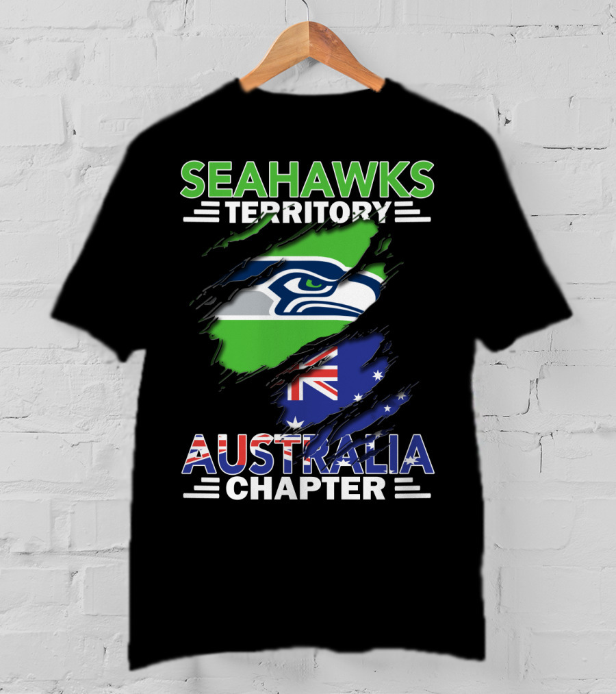 Seahawks Territory Australia Chapter Flag And Logo Fusion T-Shirt