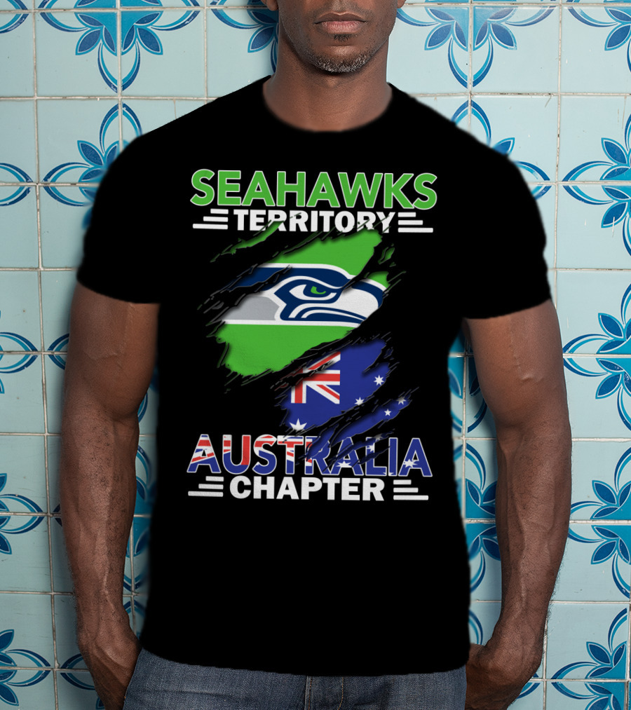 Seahawks Territory Australia Chapter Flag And Logo Fusion T-Shirt
