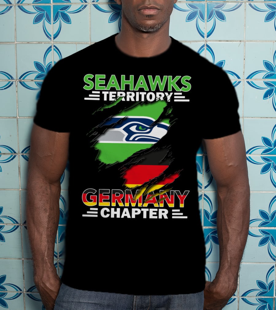 Seahawks Territory Germany Chapter Fan Community Featuring Iconic Team Logo And National Colors T-Shirt