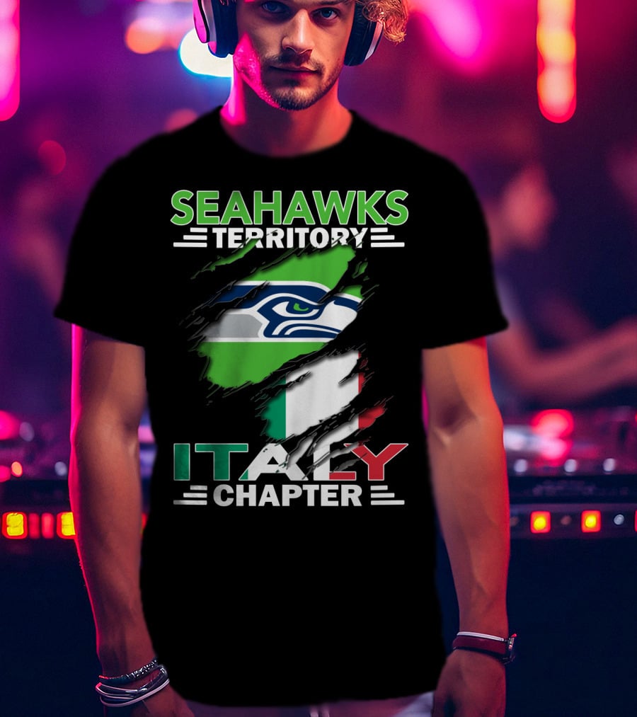 Seahawks Territory Italy Chapter With Italian Flag And Seahawks T-Shirt