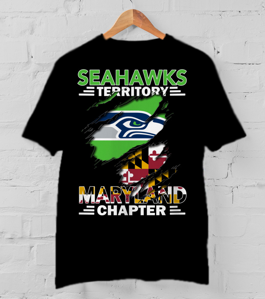 Seahawks Territory Maryland Chapter Flag And Logo Integration T-Shirt