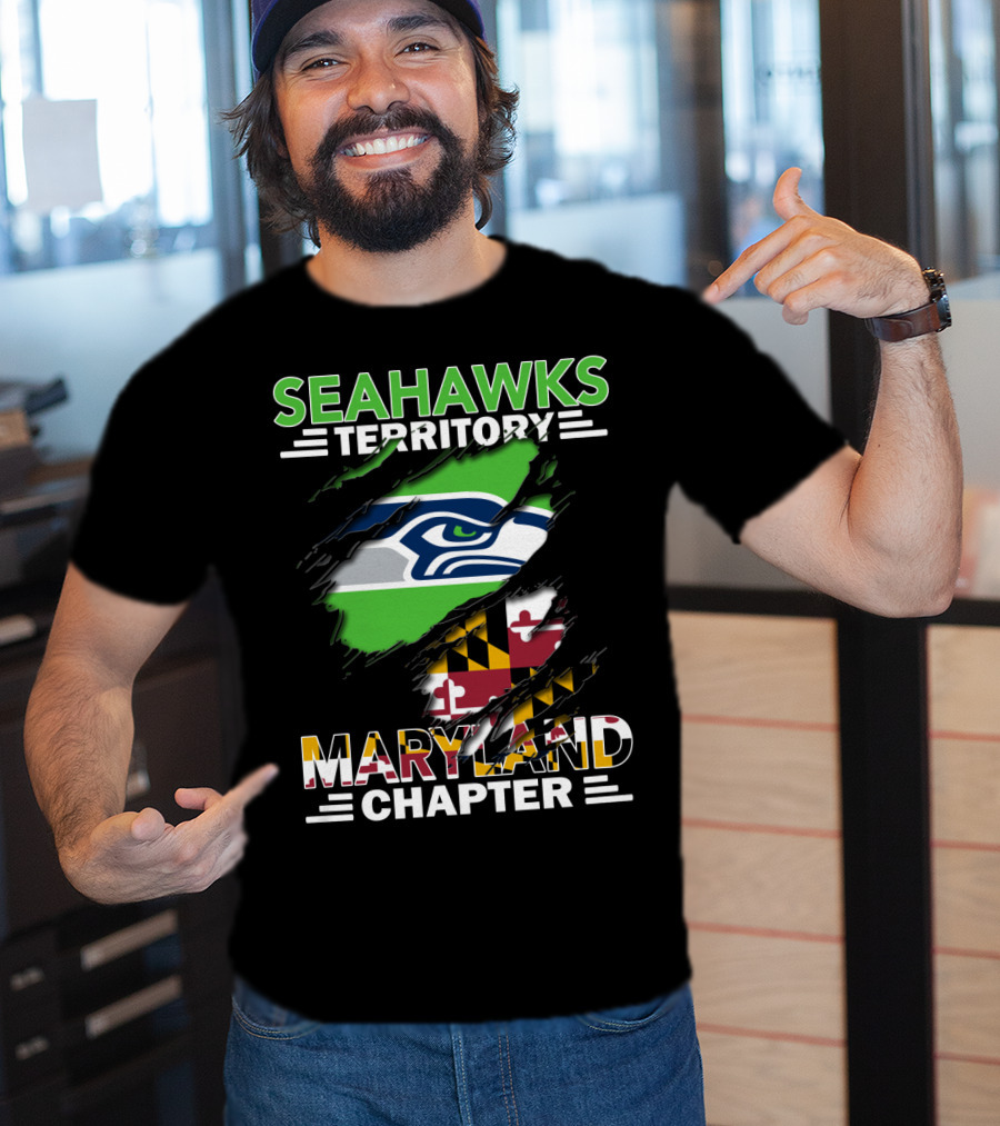 Seahawks Territory Maryland Chapter Flag And Logo Integration T-Shirt