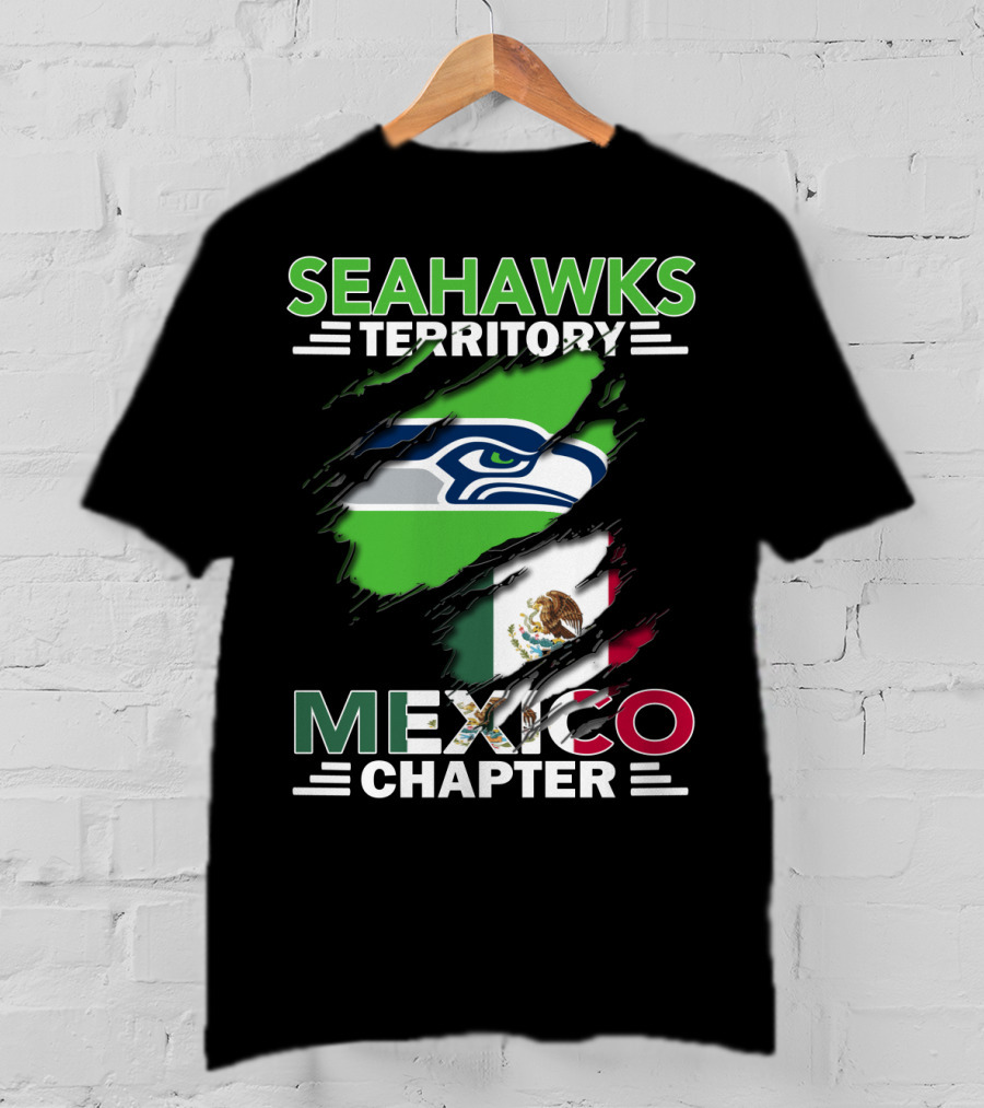 Seahawks Territory Mexico Chapter Flag And Logo Fusion T-Shirt