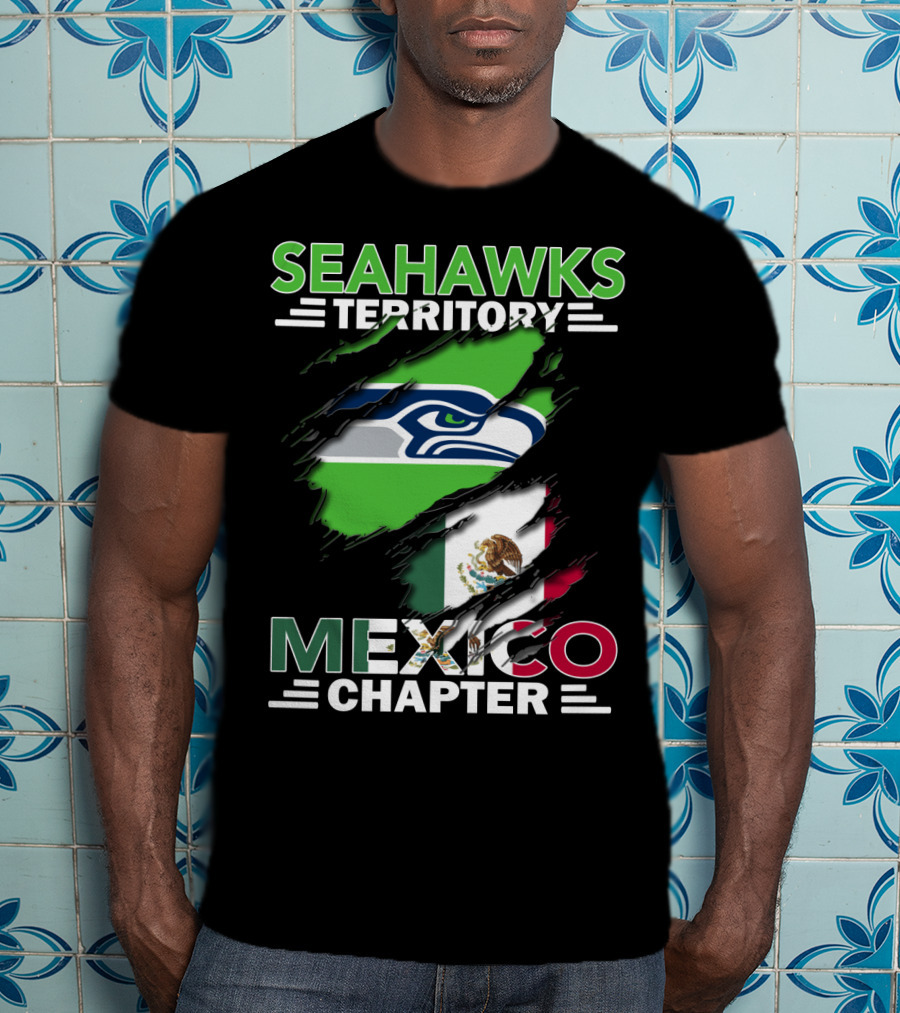 Seahawks Territory Mexico Chapter Flag And Logo Fusion T-Shirt