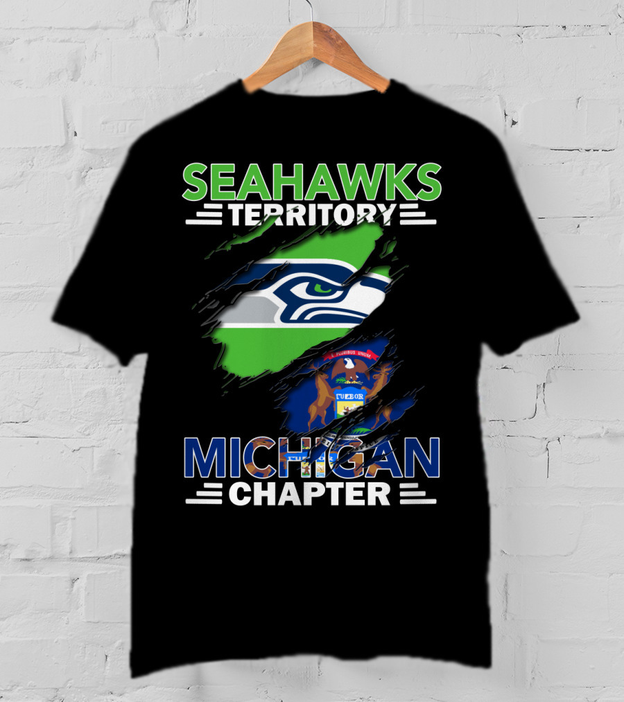Seahawks Territory Michigan Chapter State And Team Logo Integration T-Shirt