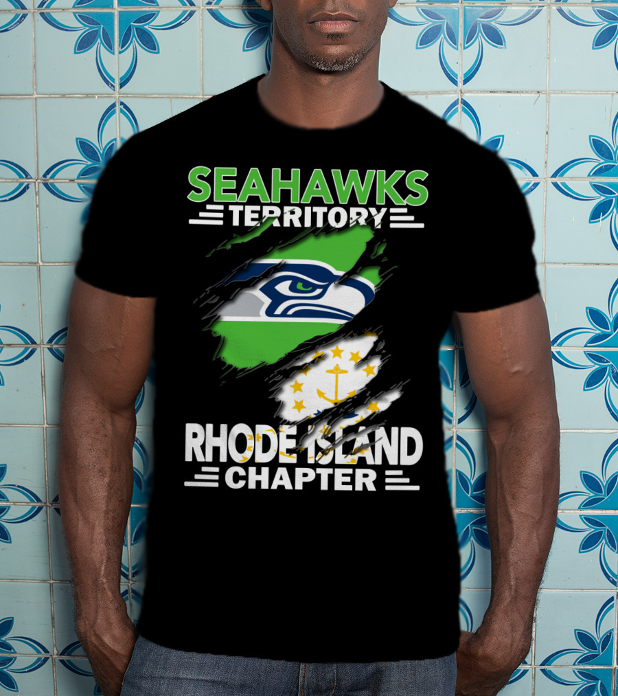 Seahawks Territory Rhode Island Chapter Fan Logo And State Flag T-Shirt