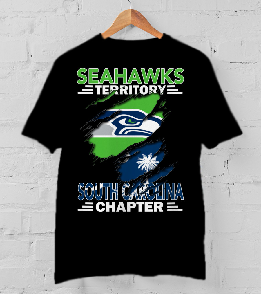 Seahawks Territory South Carolina Chapter Flag Ripped T-Shirt