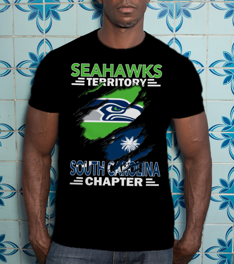 Seahawks Territory South Carolina Chapter Flag Ripped T-Shirt