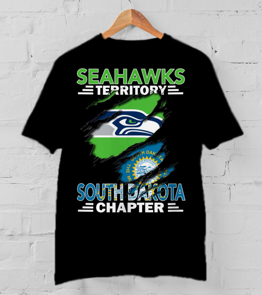 Seahawks Territory South Dakota Chapter Flag Ripped T-Shirt