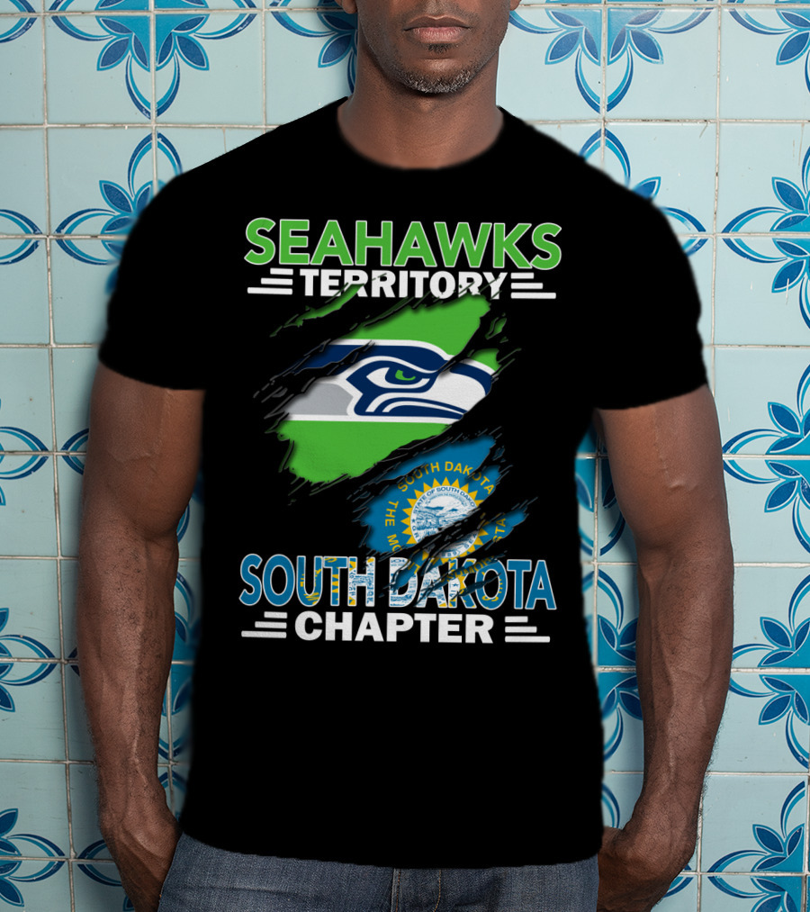 Seahawks Territory South Dakota Chapter Flag Ripped T-Shirt