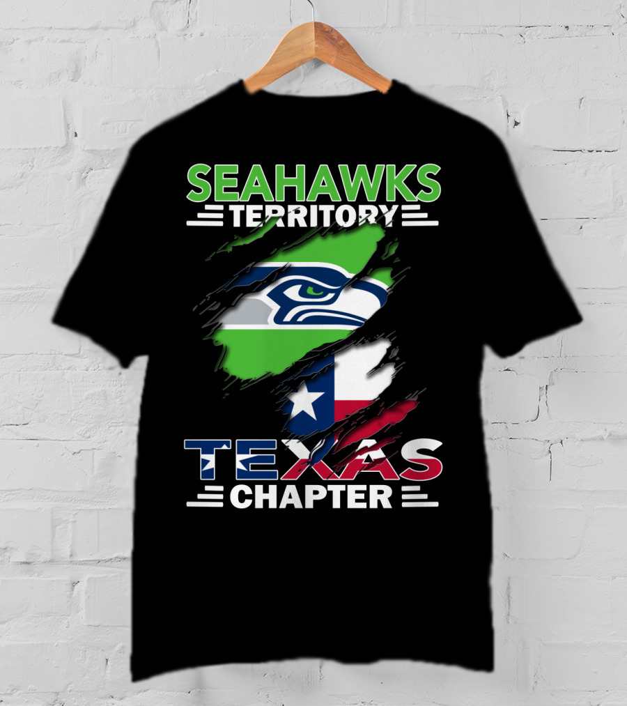 Seahawks Territory Texas Chapter Logo With Texas Flag And Seahawks T-Shirt
