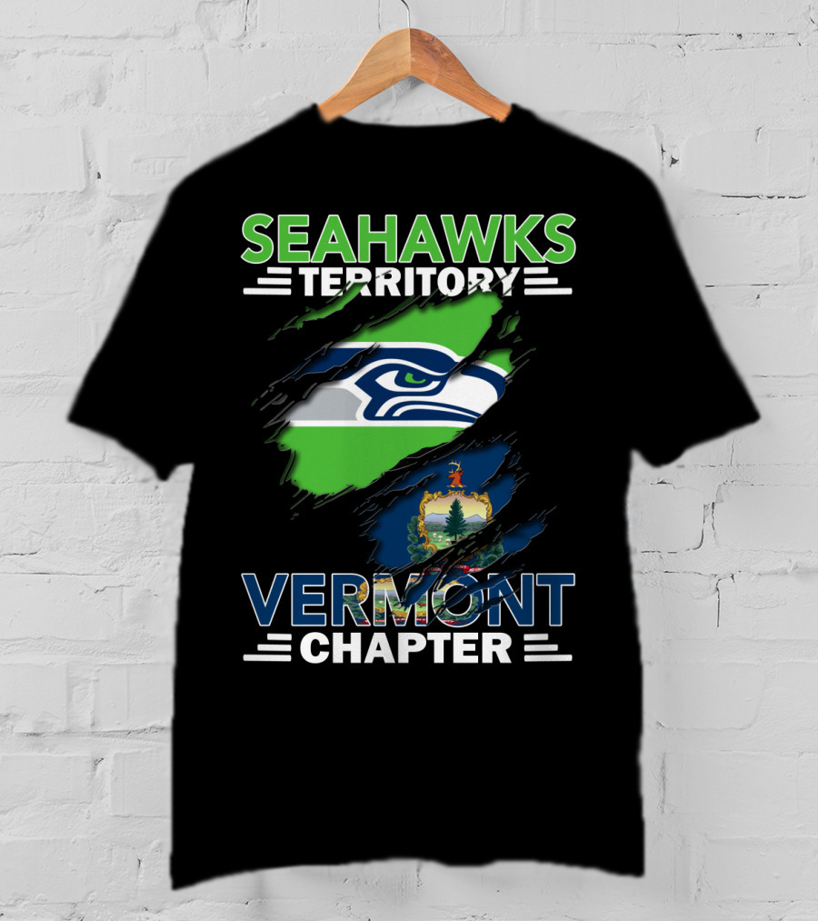 Seahawks Territory Vermont Chapter Ripped Flag T-Shirt